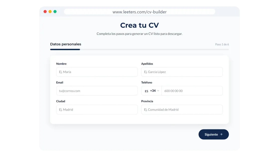 No tens el CV a mà? Crea'l en uns minuts