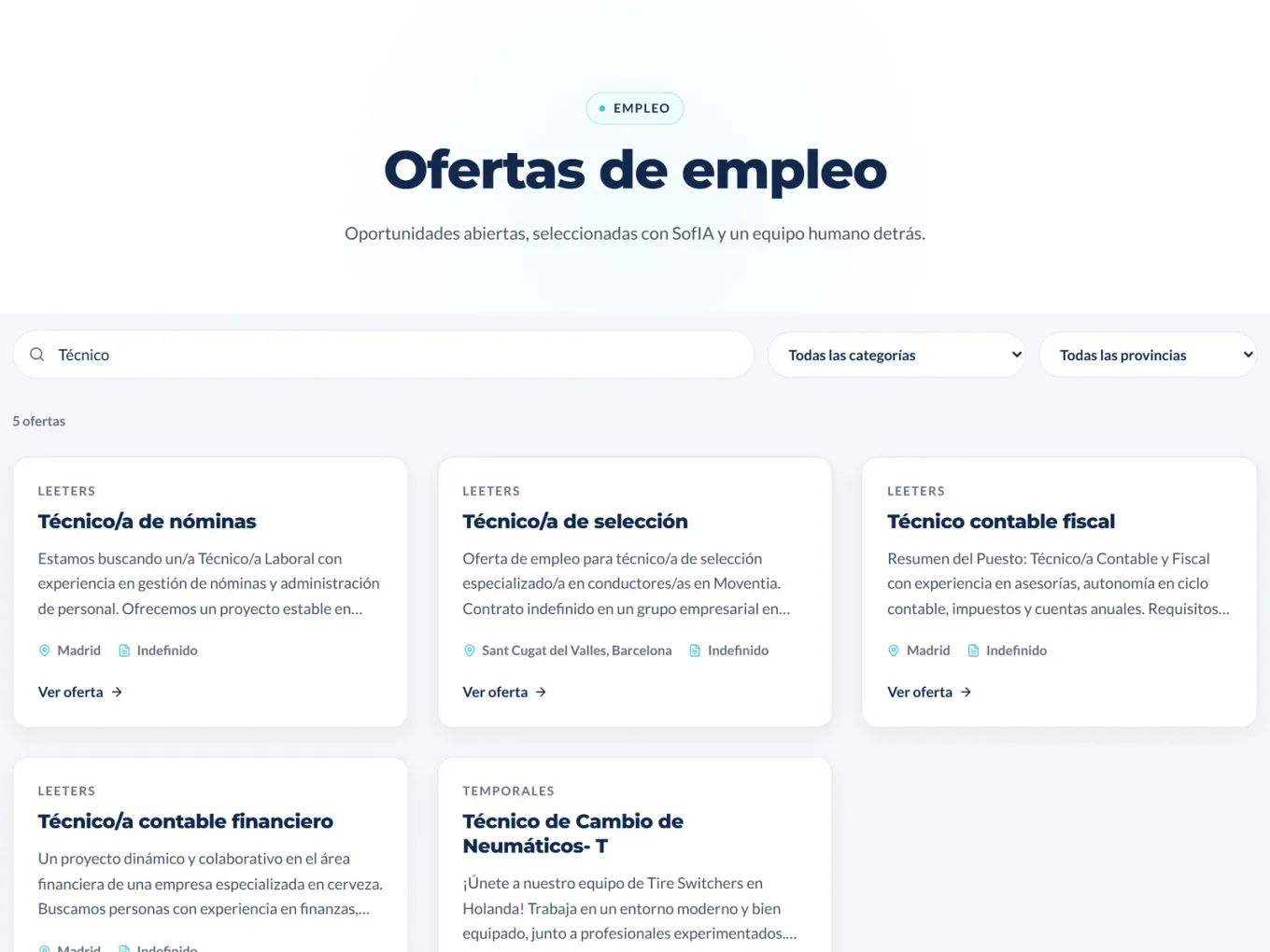 Ofertes de feina publicades a Leeters
